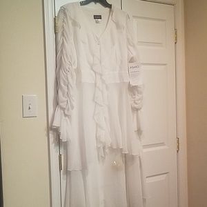 Flowy white shirt dress